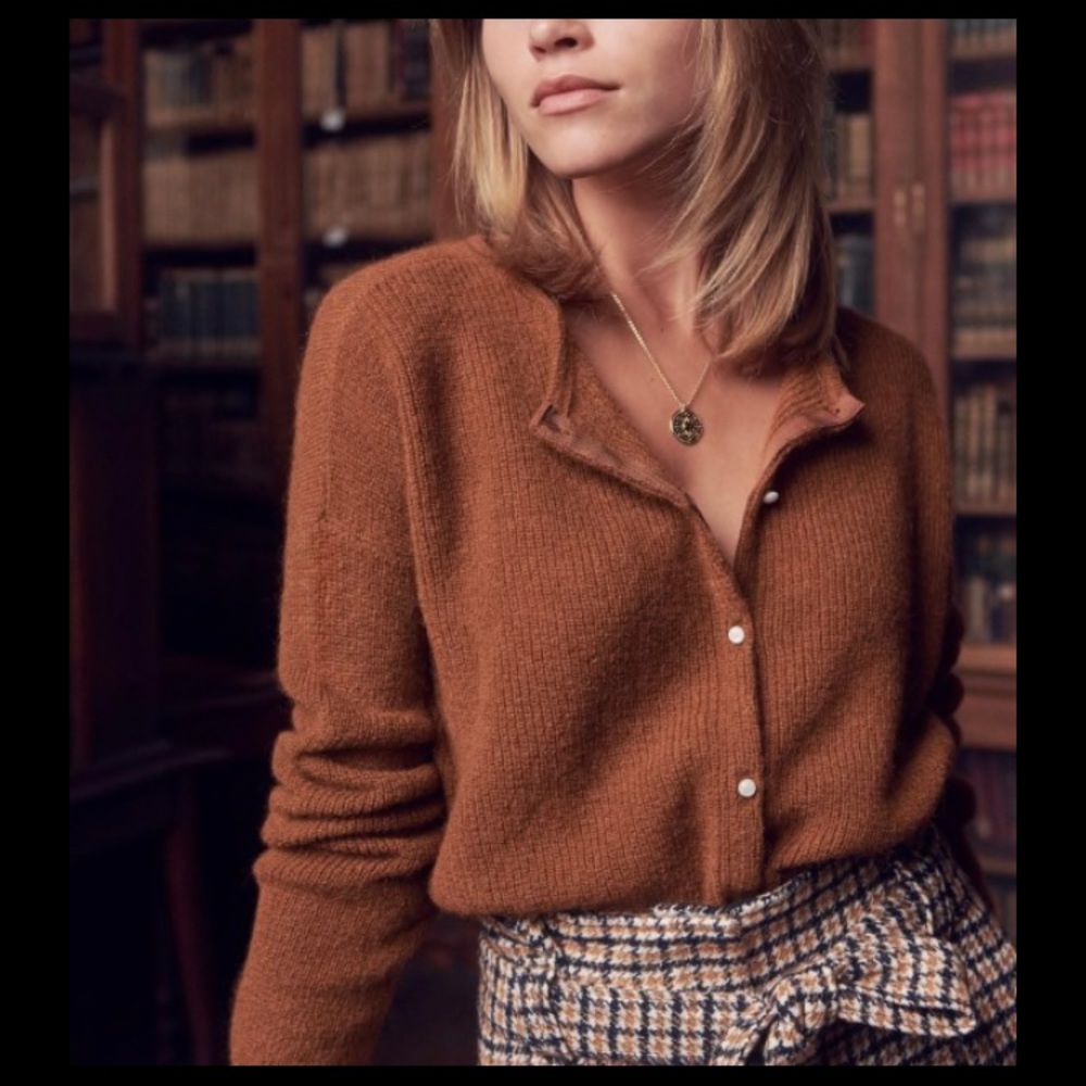 Sezane Gaspard Jumper Cardigan Camel